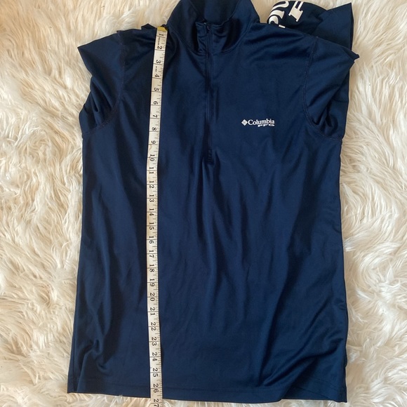Columbia PFG Omni-Shade Quarter Zip Pullover Jacket Athletic Navy Blue Small - Picture 9 of 10
